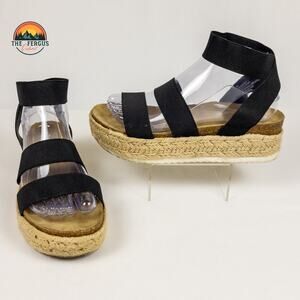 ESPRIT Black Allison Slip-On Elastic Flatform Open-Toe Sandals Women's Size 7